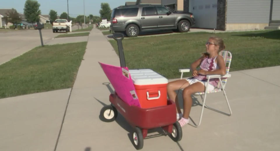 Savannah Watters was selling cookies from the roadside when her neighbours complained to police. Source: WHO-TV