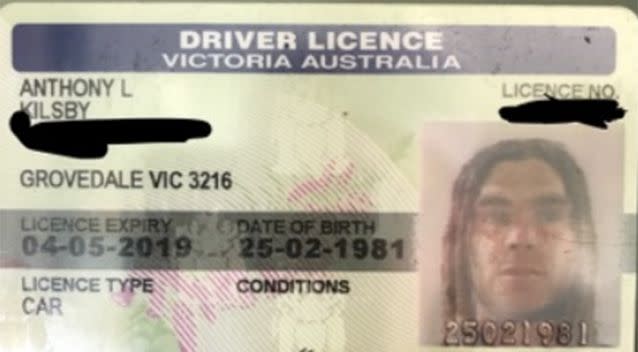 Mr Kilsby's actual license which doesn't expire until 2019. Source: Supplied