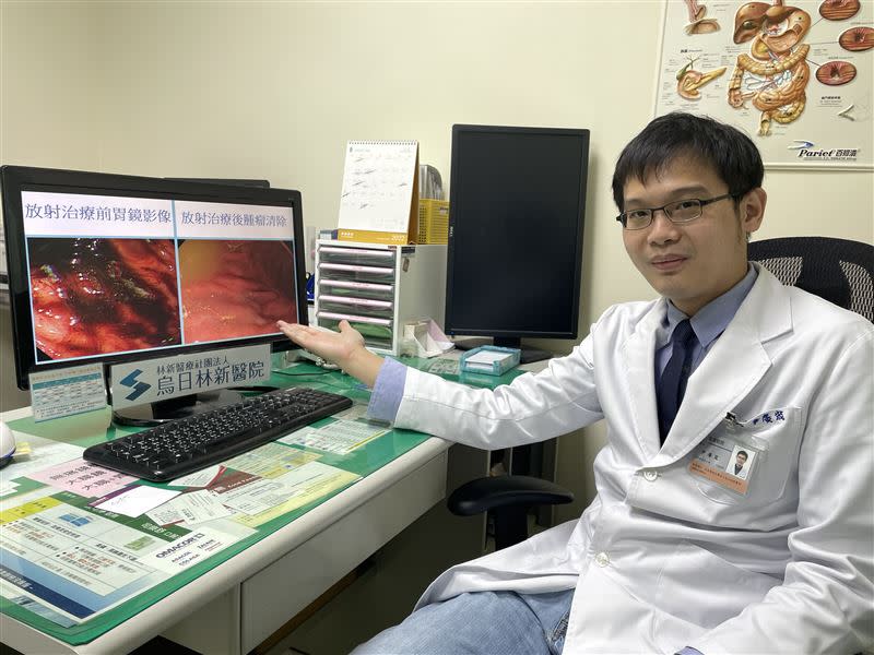 烏日林新醫院放射腫瘤科尹廣宬主任安排電腦斷層模擬攝影定位，並製作治療計劃。（圖／烏日林新醫院提供）