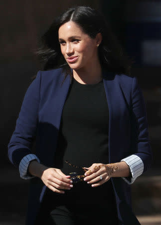 Britain's Meghan, Duchess of Sussex, leaves after a visit at a boarding house for girls run by the Moroccan NGO "Education for All" in Asni, Morocco, February 24, 2019. REUTERS/Hannah McKay