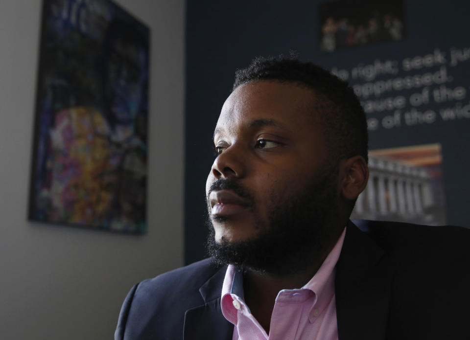 FILE - In this Aug. 14, 2019, file photo, Stockton Mayor Michael Tubbs talks about a program to give $500 to 125 people who earn at or below the city's median household income of $46,033 during an interview in Stockton, Calif. “Stockton on My Mind,” a new HBO documentary, dives into the dreams of this unlikely mayor who defied odds in 2016 to lead his impoverished, Central California city. (AP Photo/Rich Pedroncelli, File)