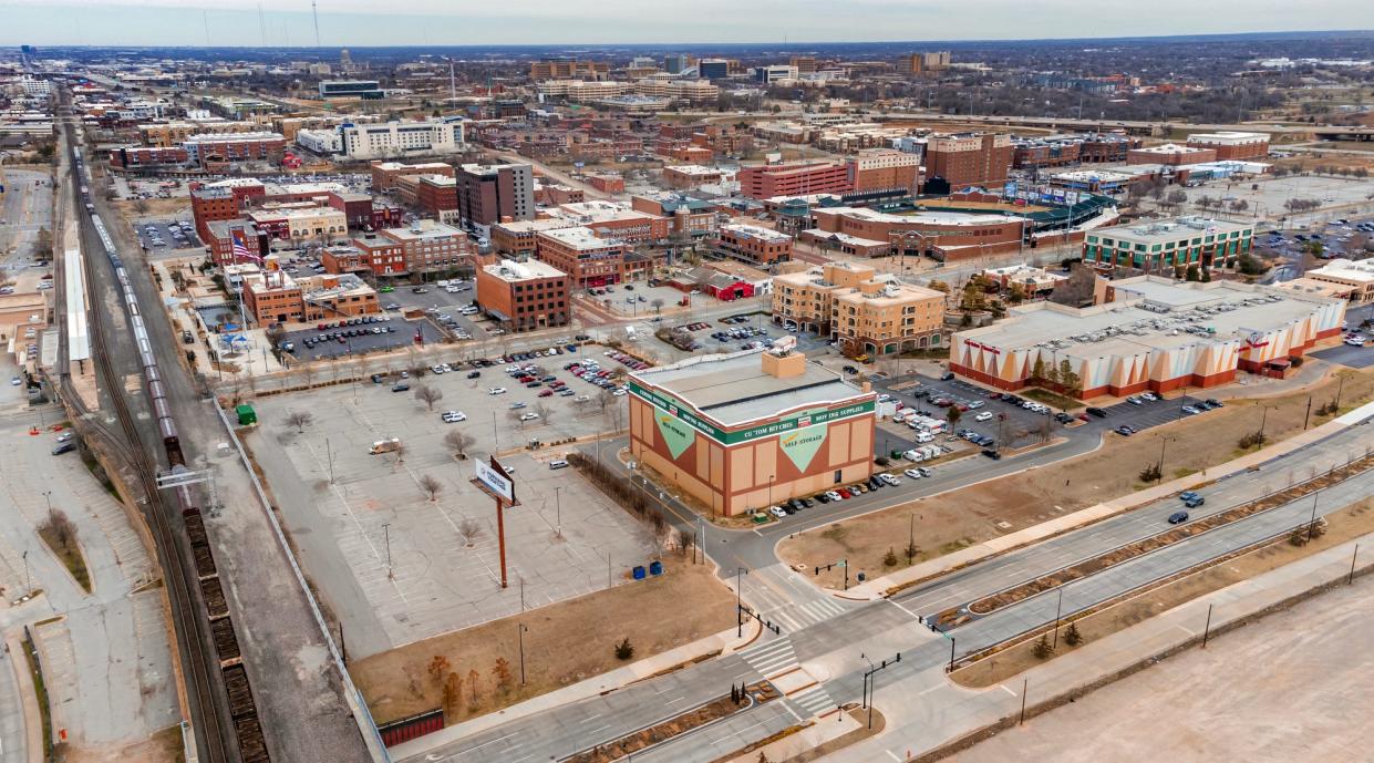 U-Haul, located at 100 SE 2, converted the former Iten Biscuit building into storage lockers in the late 1970s just before the former warehouse district was redeveloped as the state's premier historic entertainment draw. U-Haul covered the building with aluminum but the original façade remains intact.