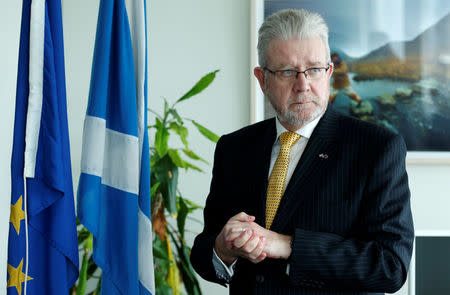 Michael Russell, Minister for UK Negotiations on Scotland's Place in Europe, attends an interview with Reuters in Brussels, Belgium March 13, 2017. REUTERS/Francois Lenoir