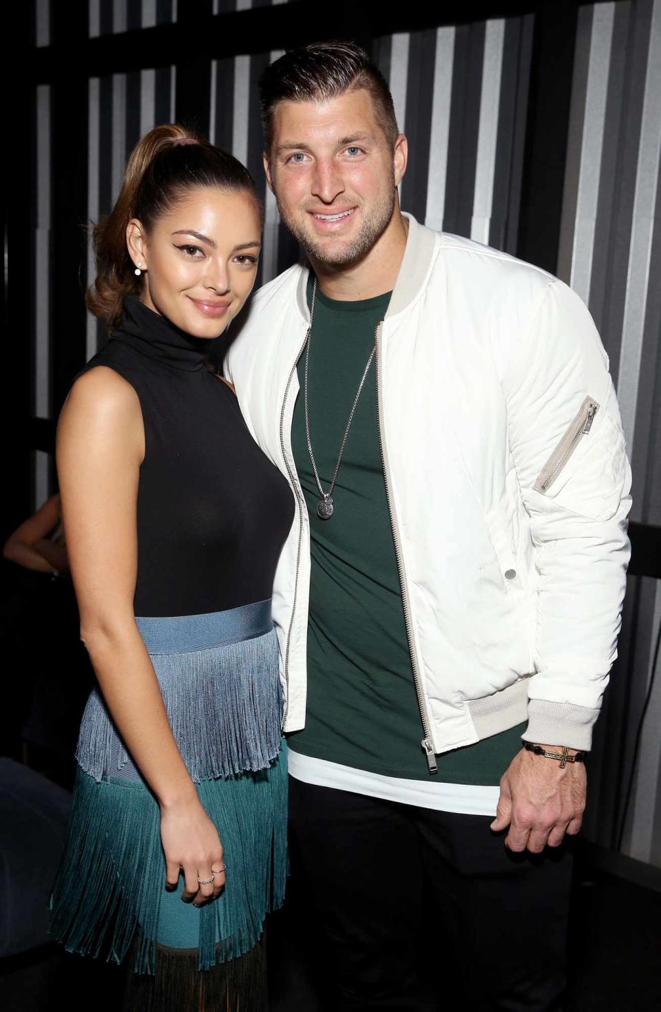 Demi-Leigh Nel-Peters and Tim Tebow attend DIRECTV Super Saturday Night 2019 at Atlantic Station on February 2, 2019 in Atlanta, Georgia