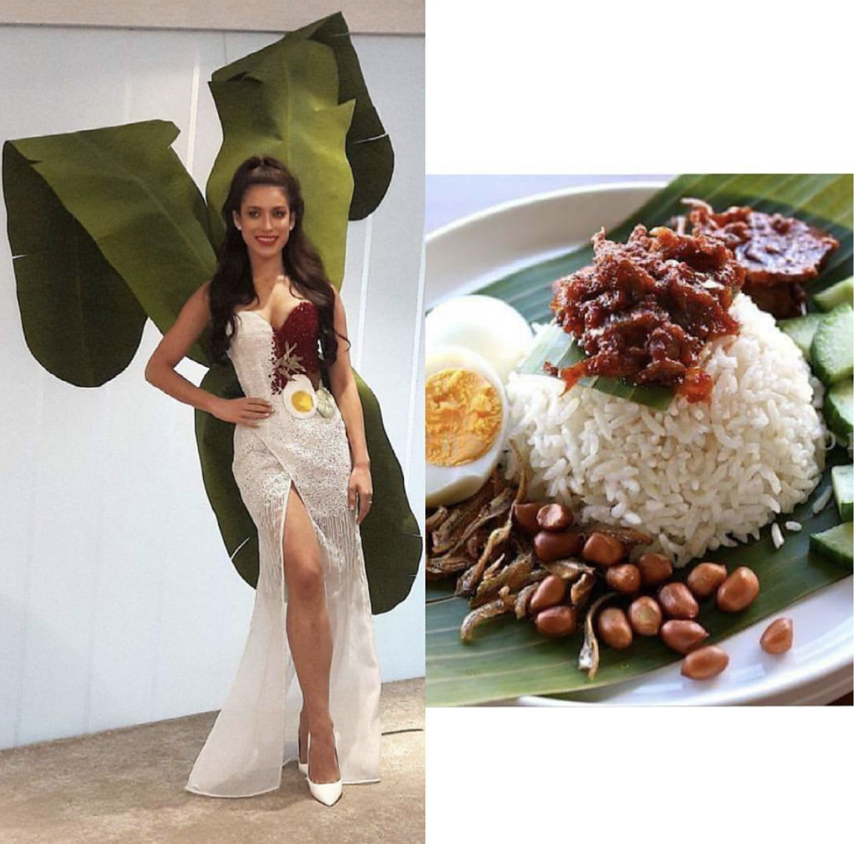 Miss Universe Malaysia 2017’s national costume is themed after popular dish Nasi Lemak. (Photo: @samanthakayty/Instagram)