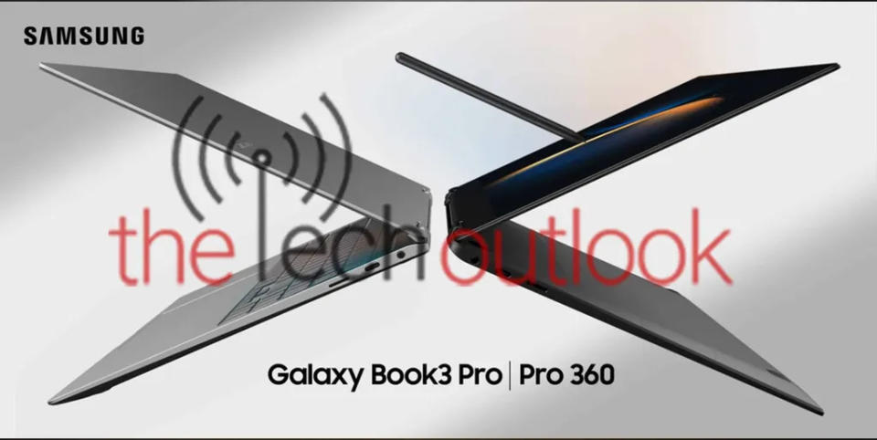 Galaxy Book 3 Pro ganhará modelo 360 com tela que gira e suporte para caneta stylus (Imagem: Reprodução/TheTechOutlook)