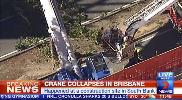 A scene from the crane collapse at South Bank. Source: 7 News.