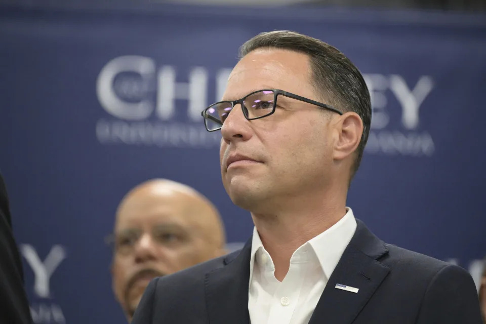 Pennsylvania Governor Josh Shapiro visits Cheyney University to talk about investments in Pennsylvania's Historically Black Universities, on Friday, Aug. 2, 2024, in Cheyney, Pa. (Jose F. Moreno/The Philadelphia Inquirer via AP)