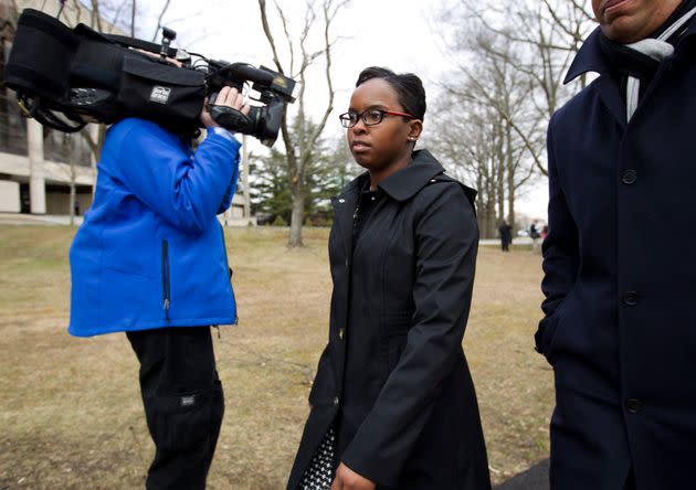 Sgt. Alicia White, one of six Baltimore city police officers charged in connection to the death of Freddie Gray, leaves the Maryland Court of Appeals on March 3, 2016, in Annapolis, Maryland.