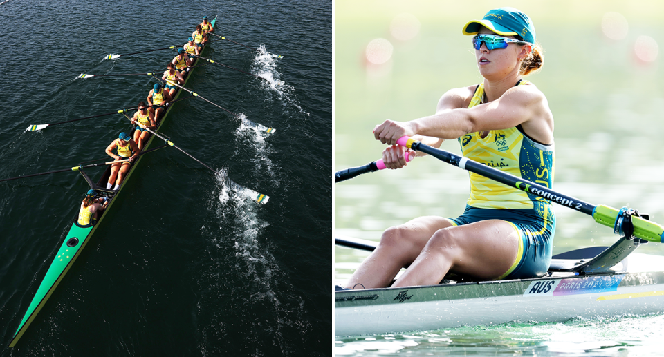 Australian rower Tara Rigney came agonisingly close to winning rowing bronze in Paris after disappointment for the men's eight. Pic: Getty