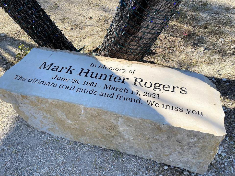 A memorial to late Abilene nonprofit leader Mark Rogers has been placed at the Winter Lightfest site.