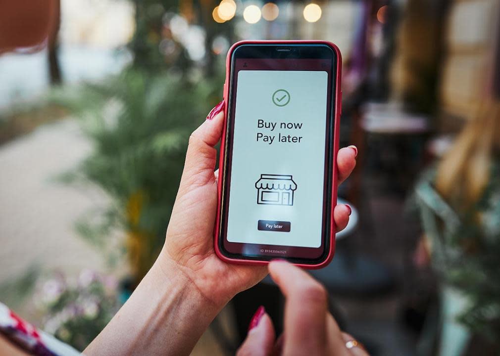 Mobile app showing a buy now pay later transaction