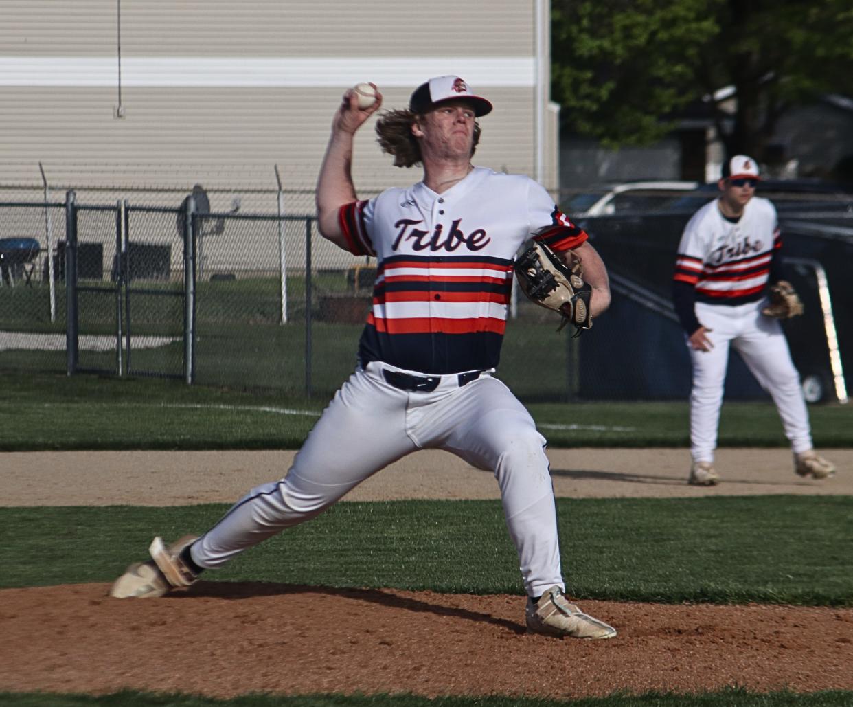 Zechariah Landstrom delivers a pitch against Prairie Central at The Ballpark at Williamson Field on Thursday.