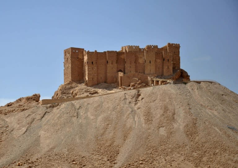 The castle of the ancient Syrian city of Palmyra is pictured on May 18, 2015, a day after Islamic State group jihadists fired rockets into the city