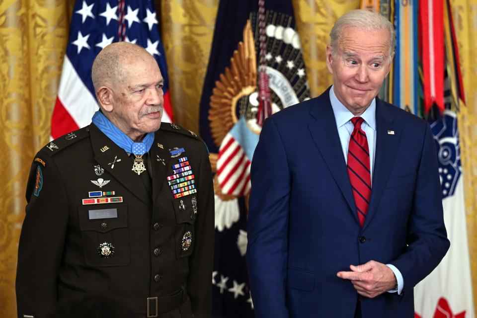 President Joe Biden awards the Medal of Honor to Vietnam War veteran, retired U.S. Army Col. Paris Davis on Friday.