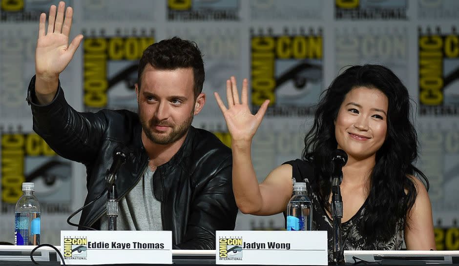 Scorpion actors Eddie Kaye Thomas (L) and Jadyn Wong at an event.