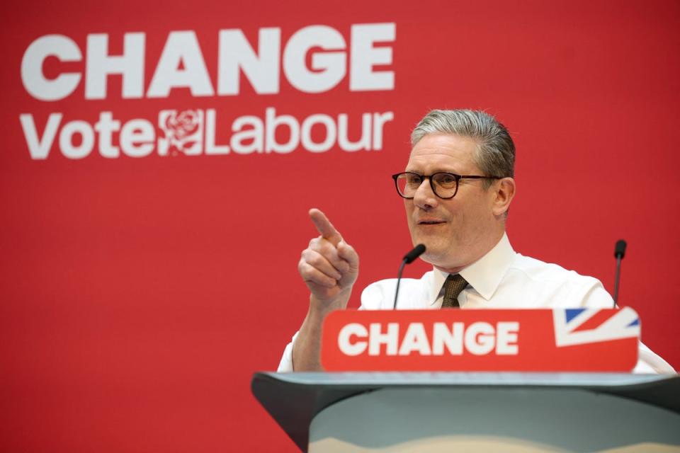 Labour leader Keir Starmer at the launch of his party’s manifesto (REUTERS)