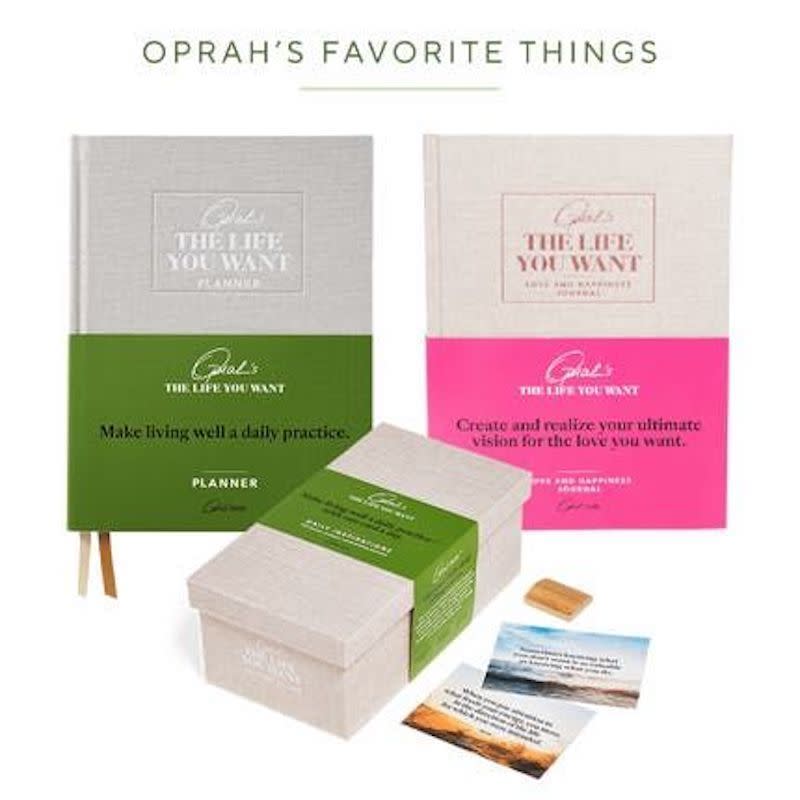 <p><strong>Oprah Daily</strong></p><p>oprahdaily.com</p><p><strong>$88.00</strong></p><p><a href="https://shop.oprahdaily.com/the-oprah-daily-gift-set.html?source=opr_hamburger" rel="nofollow noopener" target="_blank" data-ylk="slk:Shop Now" class="link ">Shop Now</a></p><p>Everyone can benefit from Oprah's "The Life You Want" Planner. Part weekly planner, part intention journal, this gift will help her set a life vision and move forward on her goals.</p>