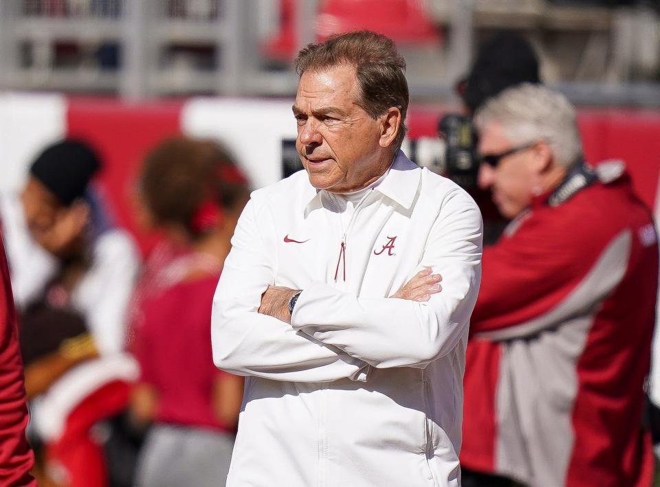 Alabama head coach Nick Saban prior to the Nov. 13 game against New Mexico State at Bryant-Denny Stadium.