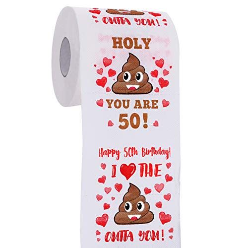 50th Birthday Gifts for Men and Women - Happy Prank Toilet Paper - 50th Birthday Decorations for Him, Her - Party Supplies Favors Ideas - Funny Gag Gifts, Novelty Bday Present for Friends, Family