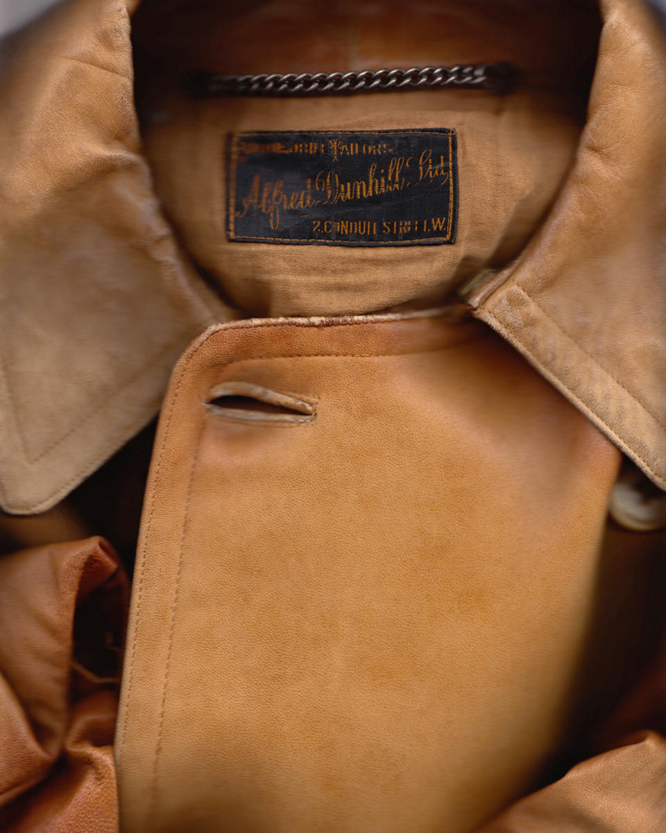 Close-up of archive dunhill car coat
