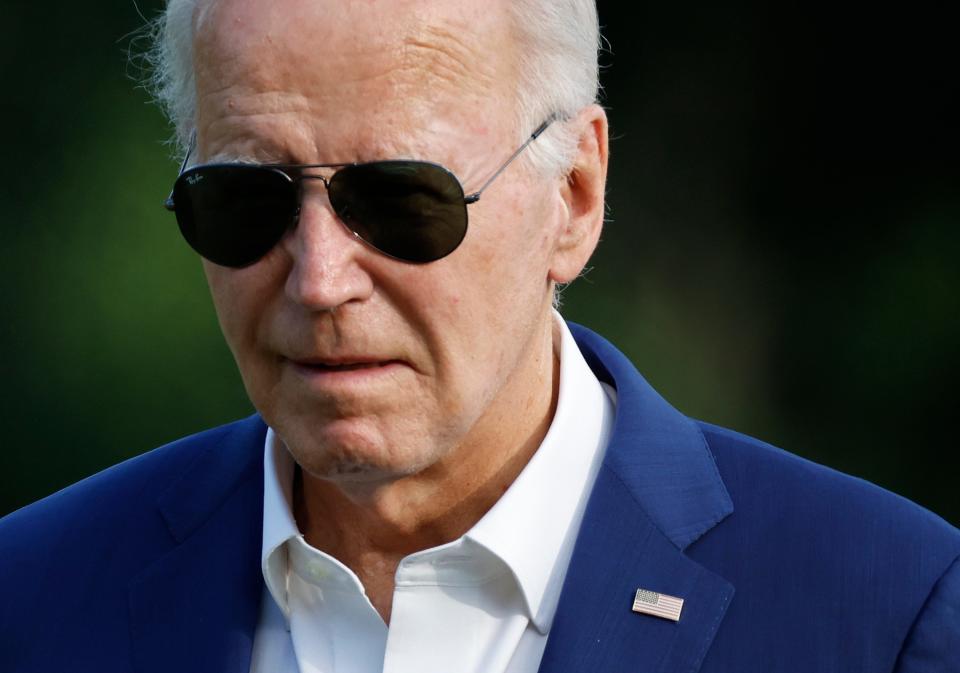 President Joe Biden returns to the White House with first lady Jill Biden on July 7, 2024 in Washington, DC.