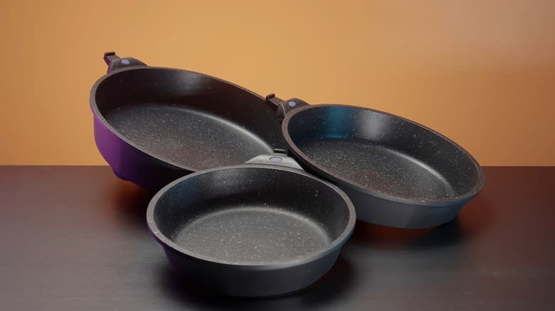 three new nonstick pans