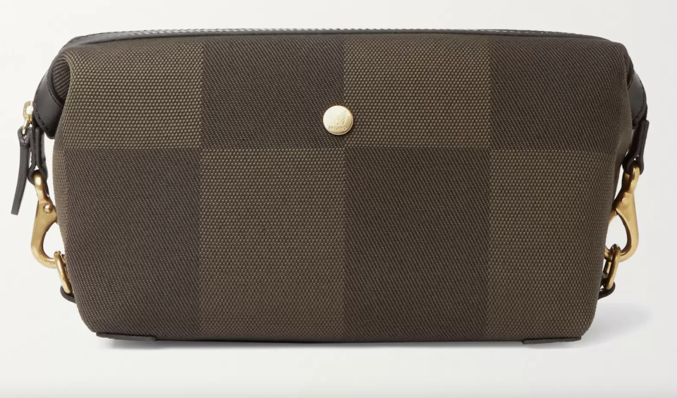 Leather-Trimmed Canvas Wash Bag