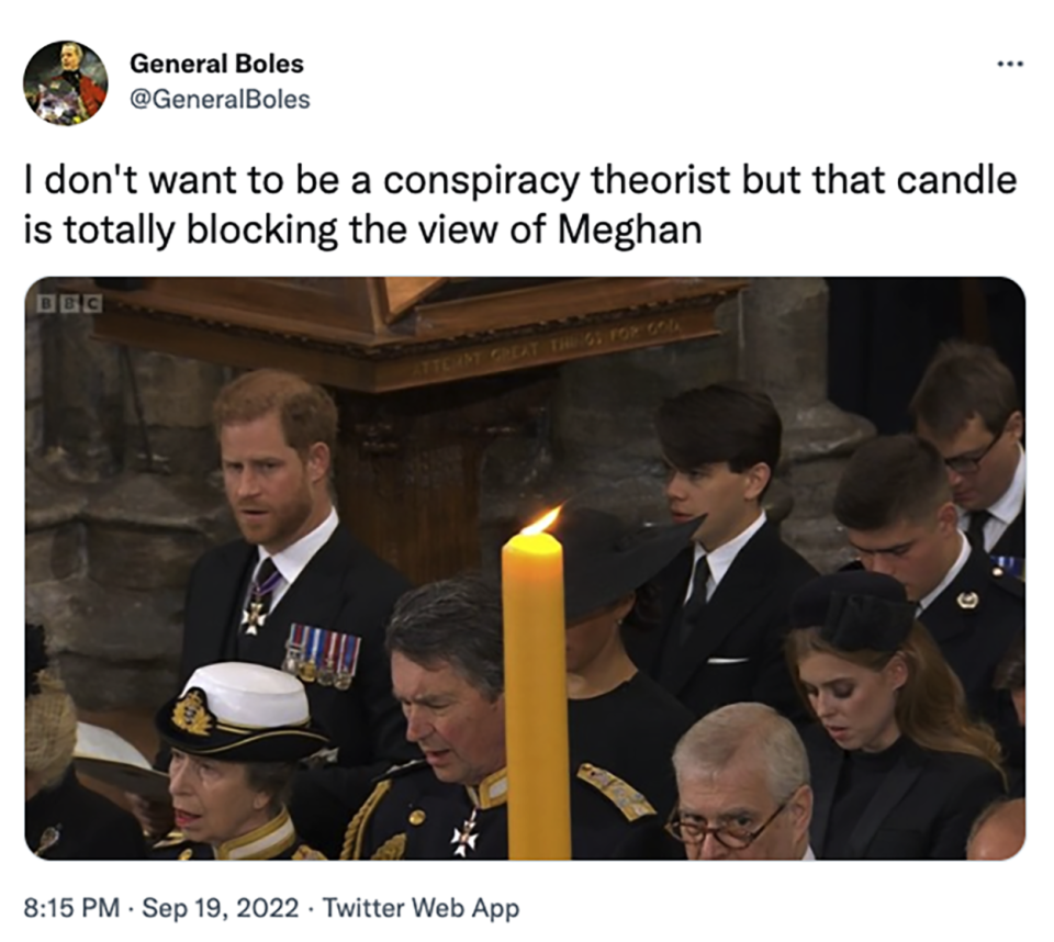 Tweet about Meghan Markle at Queen's funeral