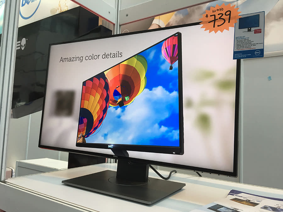 The new Dell U2717D is a 27-inch monitor with a QHD (2,560 x 1,440) resolution. It comes with plenty of connectivity options, including HDMI/MHL, mini-DisplayPort, and DisplayPort. It also has a built-in USB 3.0 hub and a height-adjustable stand that you can also tilt and swivel. Usually goes for $1,027, but you can get it at Comex for $739.