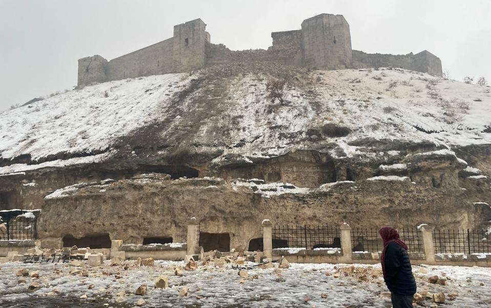 A view of damaged historical Gaziantep Castle after a 7.4 magnitude earthquake hit southern provinces of - Getty