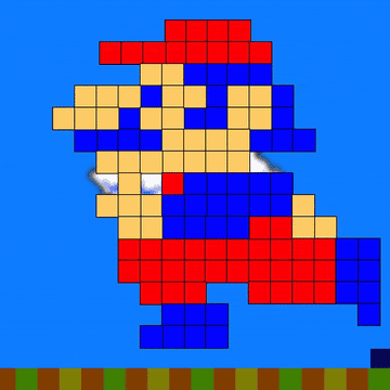 A pixelated Mario graphic in the style of a classic Nintendo game.
