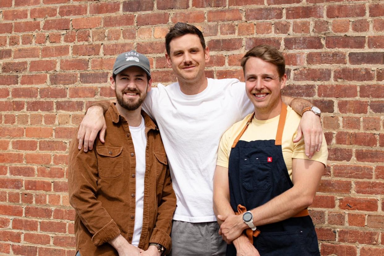 Carter James, Kyle James and Gordon Gibbs, the business partners behind Flour, a new restaurant at The S&W Market in downtown Asheville.