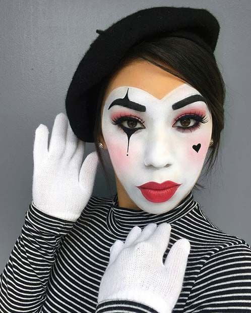 Mime makeup look. Image via Pinterest.