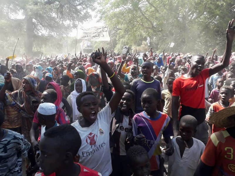 Sudanese civilians protest against United Nations Hybrid Operation in Darfur