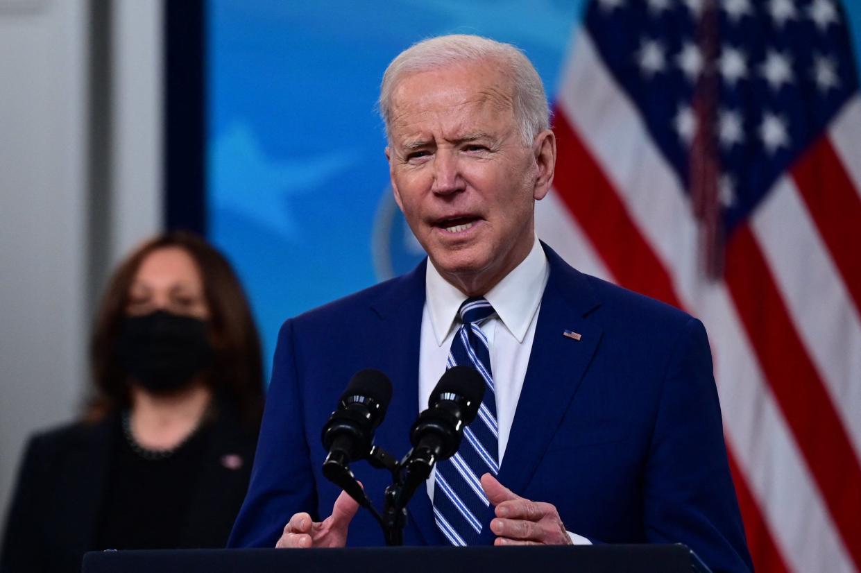 President Joe Biden said on March 25 he did not believe American troops would be in Afghanistan next year. (Photo: JIM WATSON via Getty Images)