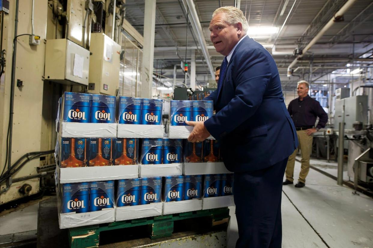 During the 2018 election campaign, PC leader Doug Ford promised to allow Ontario convenience stores to sell beer and wine. He has been unable to make that happen since becoming premier, in large part because of a contractual agreement between the province and the Beer Store that runs until the end of 2025. (Cole Burston/Canadian Press - image credit)