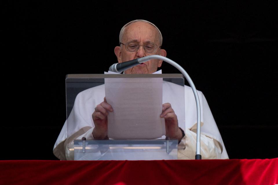 Pope Francis leads the Angelus prayer at the Vatican (via REUTERS)