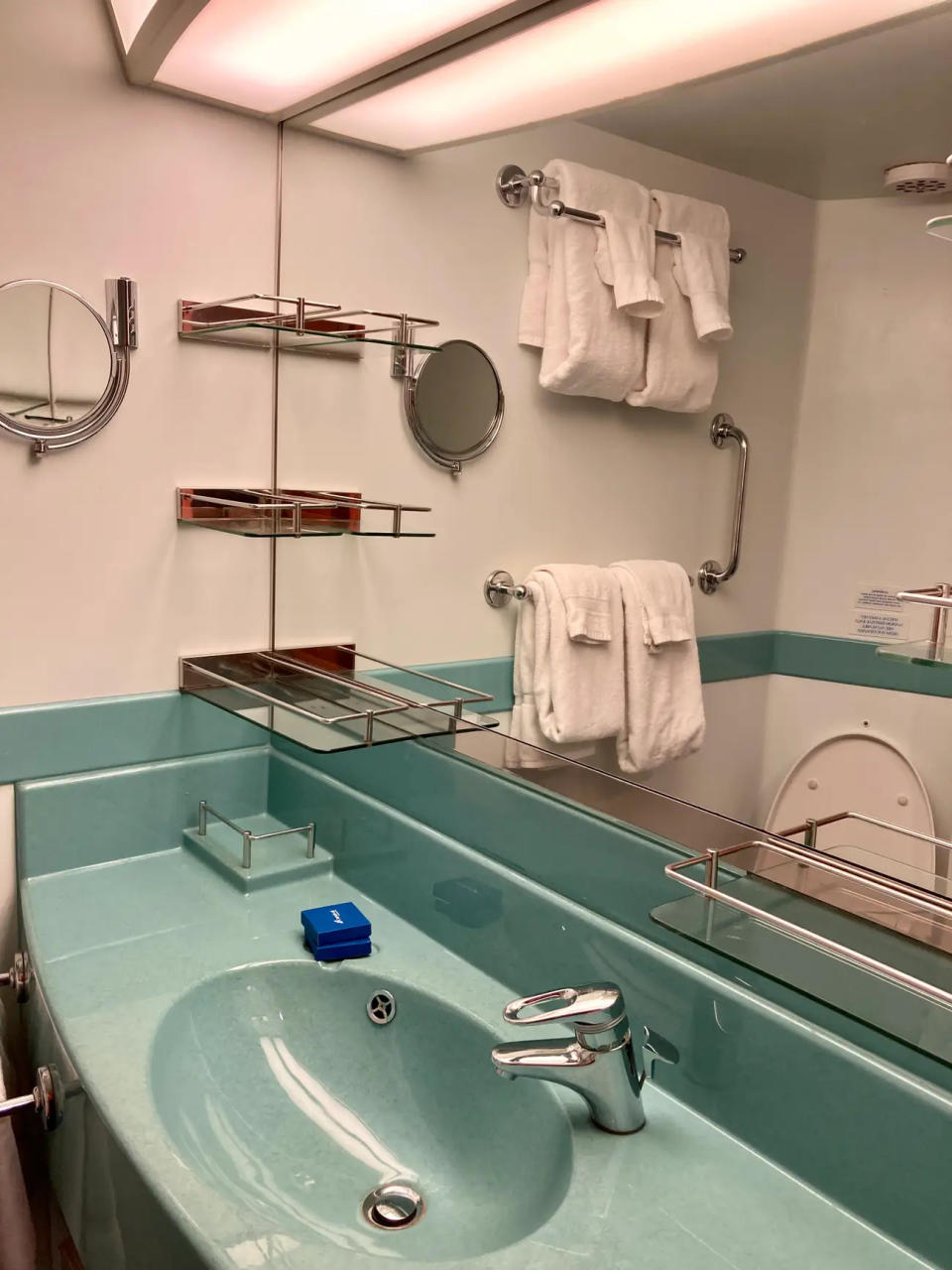 Obwohl meine Kinder eine Kabine mit Meerblick hatten, sah ihr hier abgebildetes Badezimmer genauso aus wie das in unserer Kabine.  - Copyright: Lisa Gallek