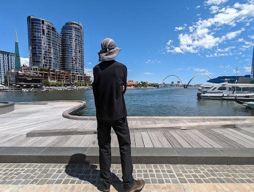 Elizabeth Quay in Perth with a view of the Swan River.
