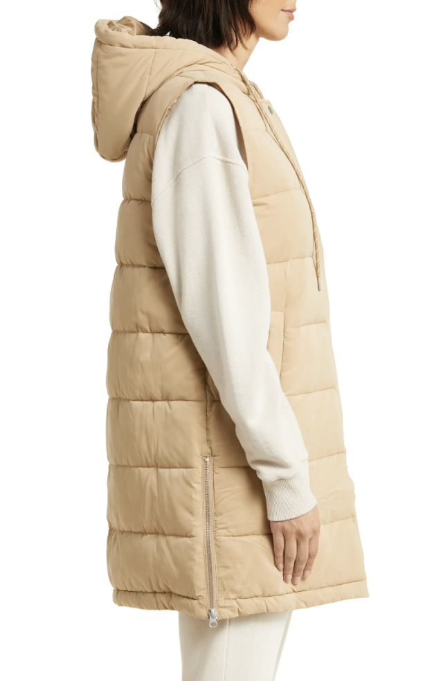 Zella Long Hooded Puffer Vest