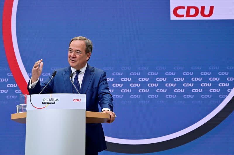 Christian Democratic Union (CDU) leader Armin Laschet holds a news conference, in Berlin