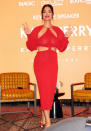<p>Katy Perry delivers a keynote speech at the Magic fashion trade show in Las Vegas on Aug. 9. </p>