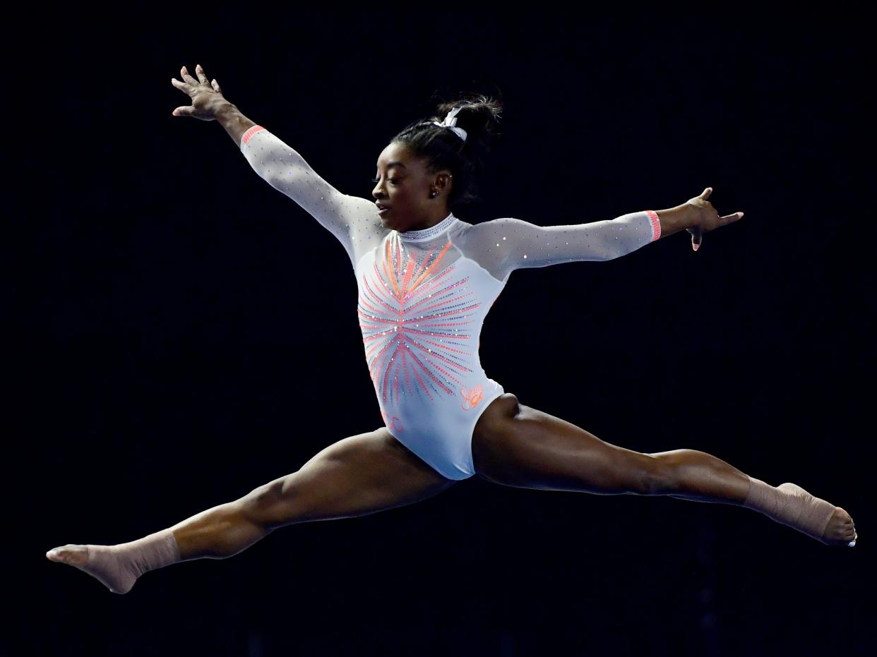 Simone Biles performs her floor routine during a US gymnastics competition (Getty Images)