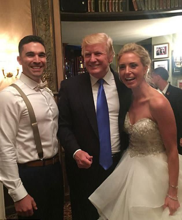 Donald Trump post with the happy couple. Photo: Instagram