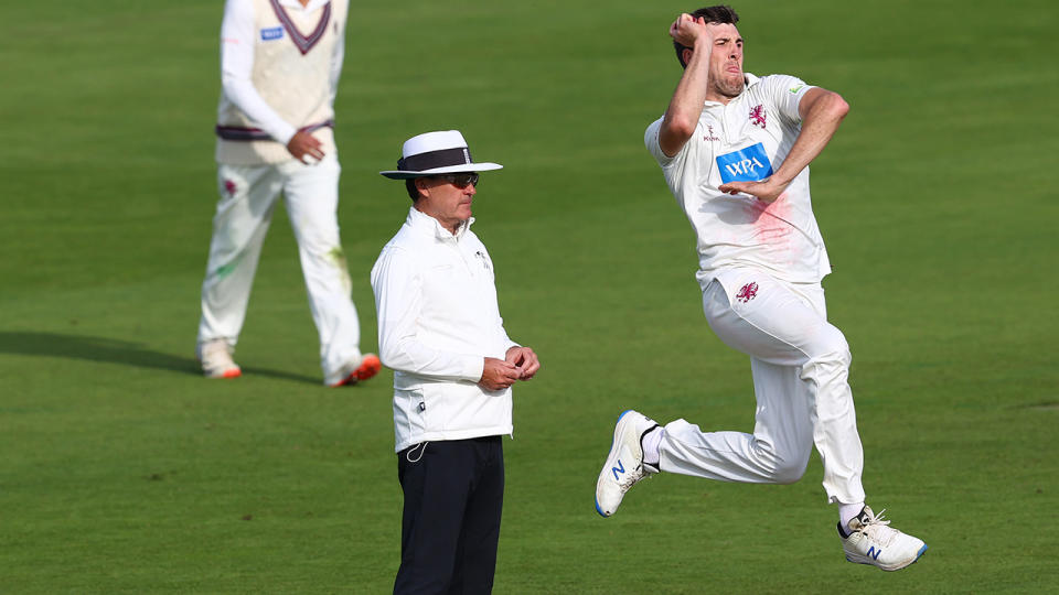 Craig Overton, pictured here in action for Somerset against Warwickshire.