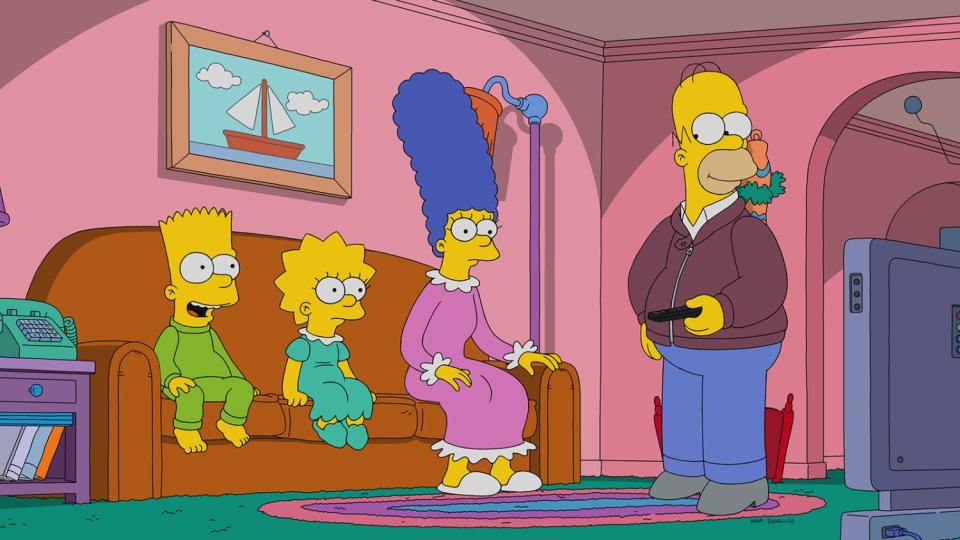 The Simpsons family in their living room