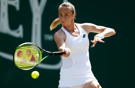 Tennis - WTA Premier - Nature Valley Classic - Edgbaston Priory Club, Birmingham, Britain - June 17, 2018 Slovakia’s Magdalena Rybarikov in action during the final against Czech Republic’s Petra Kvitova Action Images via Reuters/Ed Sykes