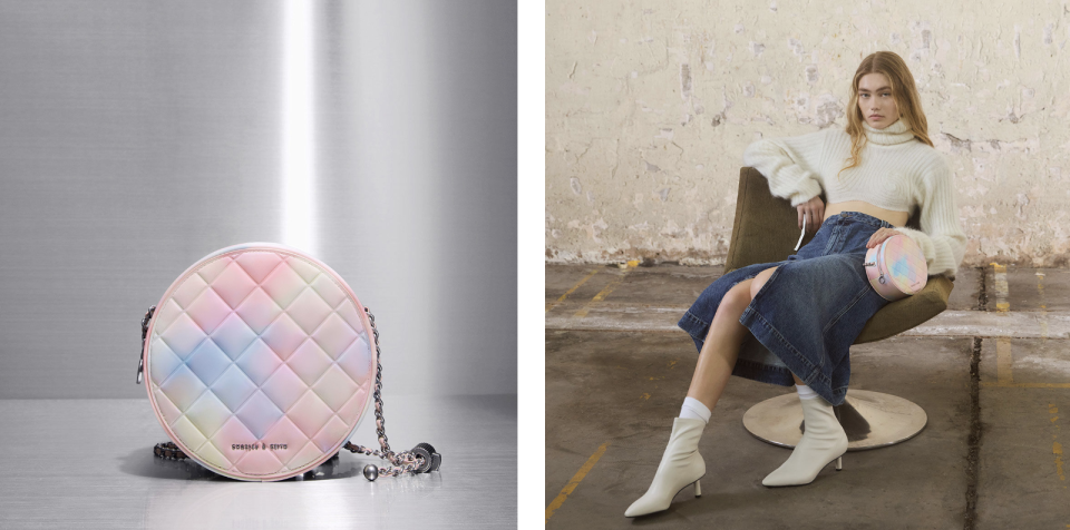 [C-Capsule Collection] Kwan Swirl-Print Quilted Circle Bag. PHOTO: Charles & Keith