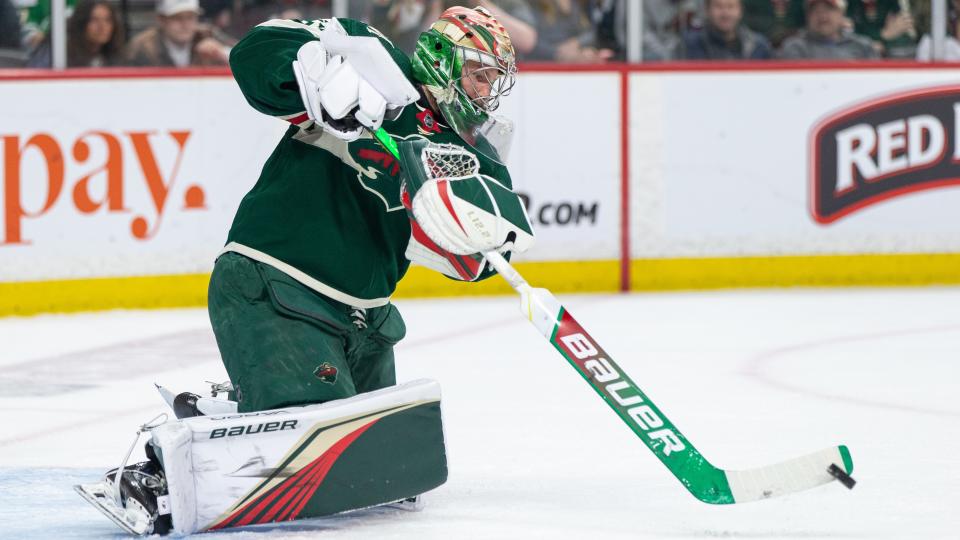 Wild goalie Filip Gustavsson got his 2023-24 season started on the right foot. (Bailey Hillesheim/Icon Sportswire via Getty Images)